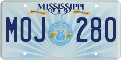 MS license plate MOJ280