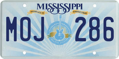 MS license plate MOJ286