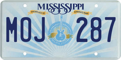 MS license plate MOJ287