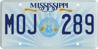 MS license plate MOJ289