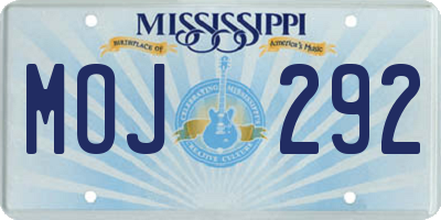 MS license plate MOJ292