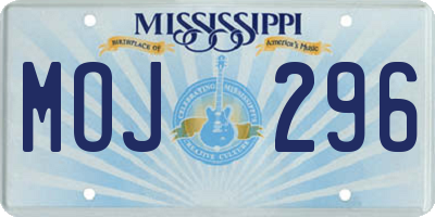 MS license plate MOJ296