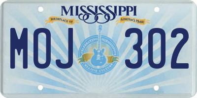 MS license plate MOJ302