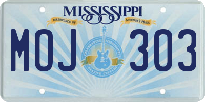 MS license plate MOJ303