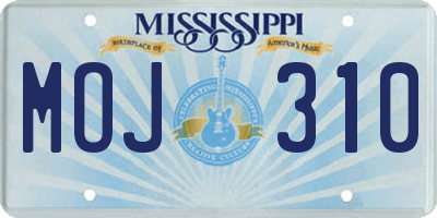 MS license plate MOJ310