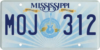 MS license plate MOJ312