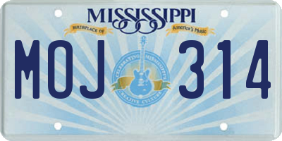 MS license plate MOJ314