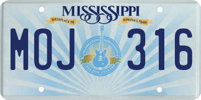 MS license plate MOJ316