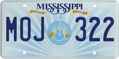 MS license plate MOJ322