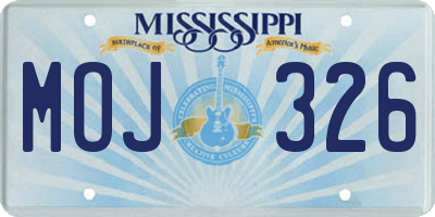 MS license plate MOJ326