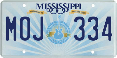 MS license plate MOJ334