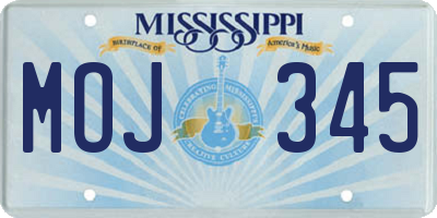 MS license plate MOJ345