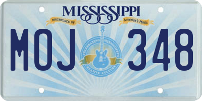 MS license plate MOJ348