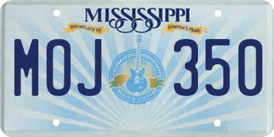 MS license plate MOJ350