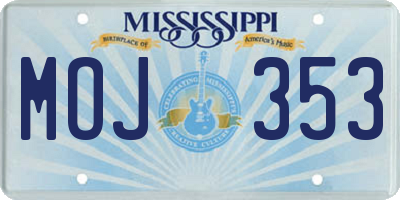 MS license plate MOJ353