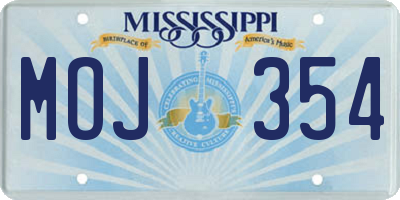 MS license plate MOJ354