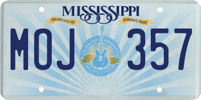 MS license plate MOJ357
