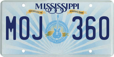MS license plate MOJ360
