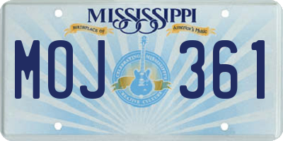MS license plate MOJ361