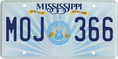 MS license plate MOJ366