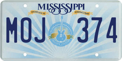 MS license plate MOJ374