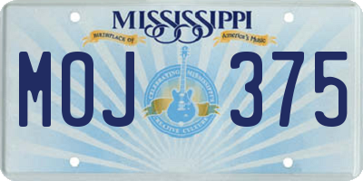 MS license plate MOJ375
