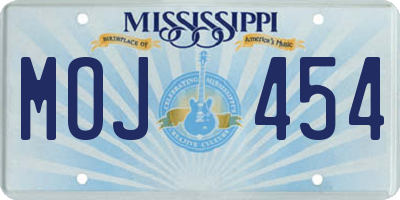 MS license plate MOJ454