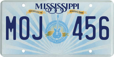 MS license plate MOJ456