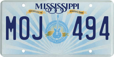 MS license plate MOJ494