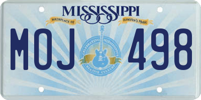 MS license plate MOJ498