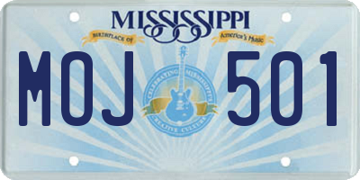 MS license plate MOJ501