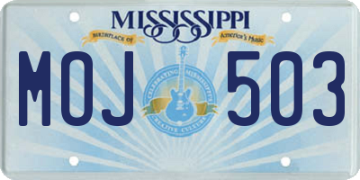 MS license plate MOJ503