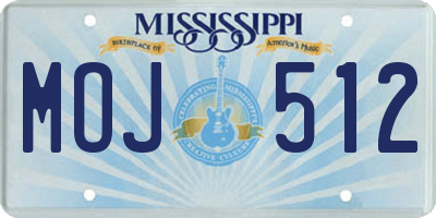 MS license plate MOJ512