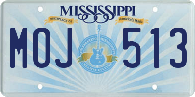 MS license plate MOJ513