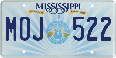 MS license plate MOJ522
