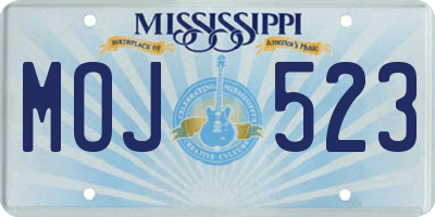 MS license plate MOJ523