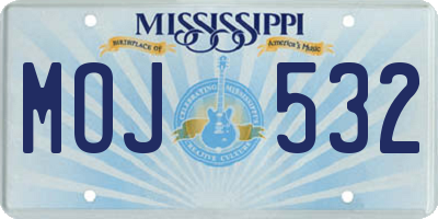 MS license plate MOJ532