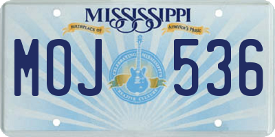 MS license plate MOJ536