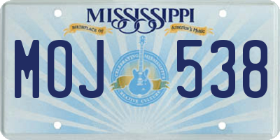 MS license plate MOJ538