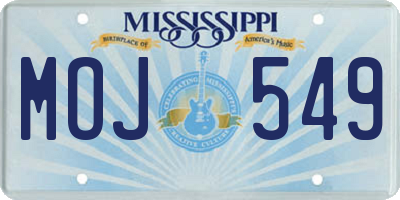 MS license plate MOJ549