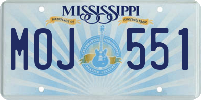 MS license plate MOJ551