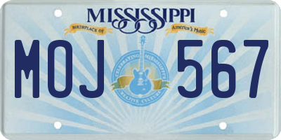 MS license plate MOJ567