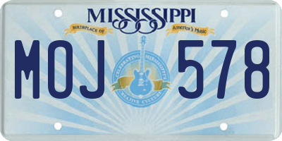 MS license plate MOJ578