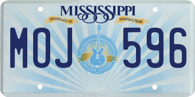 MS license plate MOJ596