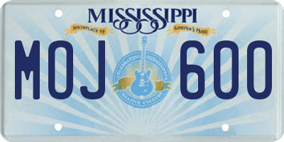 MS license plate MOJ600