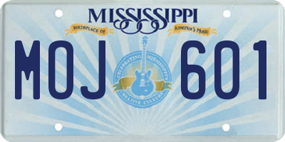 MS license plate MOJ601