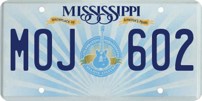 MS license plate MOJ602