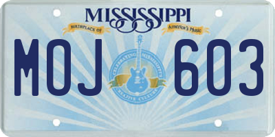 MS license plate MOJ603