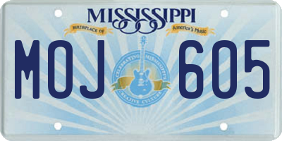 MS license plate MOJ605