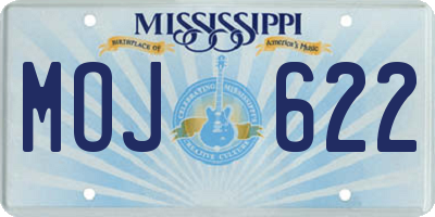 MS license plate MOJ622